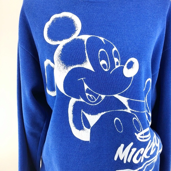 Disney Designs Mickey Mouse Blue White Sweatshirt - Picture 3 of 8